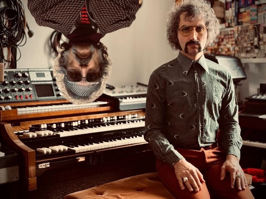 Carmine Calia and Dante Fontana, double exposure studio portrait